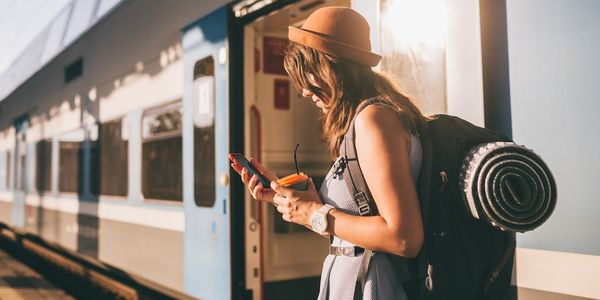 traveler with phone